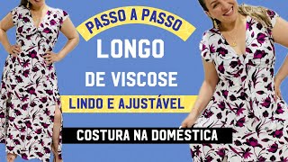 LONGO DE VISCOSE COM SAIA EVASÊ COM FENDAS E MANGA SOLTINHA FÁCIL SEM MOLDE PARA INICIANTES dress [upl. by Canty]