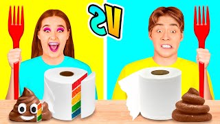 Cake vs Real Food Challenge  Funny Moments by HAHANOM Challenge [upl. by Etnoj]