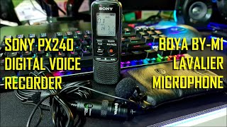 Sony Digital Voice Recorder ICD PX240 amp Boya BYM1 Lavalier Microphone Unboxing and Testing [upl. by Yerot]