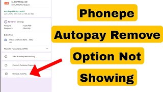 phonepe autopay remove option not showing problem  failed to remove autopay in phonepe [upl. by Halstead41]