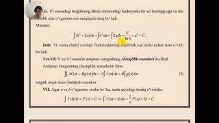 Boshlangich funksiya va aniqmas integral 2qism [upl. by Bettina]