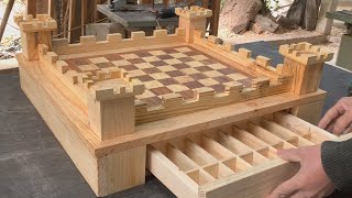 Woodworking Ideas From Scrap Wood  The Process Of Building A Very Meticulous And Unique Chessboard [upl. by Nemzzaj]