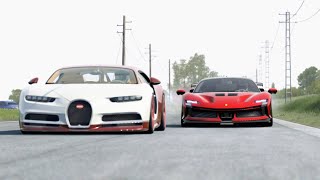 POV Ferrari SF90 XX Stradale vs Bugatti Chiron at Old SPA [upl. by Frech]