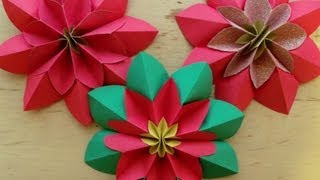 How to fold a poinsettia flower origami [upl. by Ahsimal]