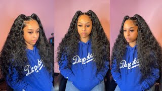 HOW TO TWO PONYTAIL HALF UP HALF DOWN QUICKWEAVE [upl. by Ettener]