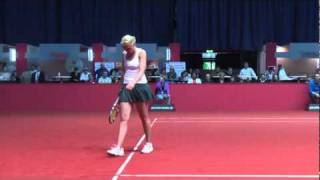 Michaella Krajicek vs Yvonne Meusburger service amp receive game  Porsche Tennis Grand Prix 2011 [upl. by Breed]