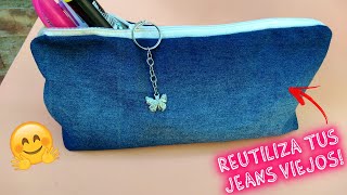 Como hacer un Neceser Cartuchera➡️ Reciclaje de Jeans DIY😊 [upl. by Yzeerb]