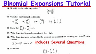 Math 1100 Tut 5 Part 2 2024  Binomial Expansions Practice [upl. by Camella668]