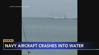 Navy plane ends up in ocean after overshooting runway in Hawaii [upl. by Godard433]