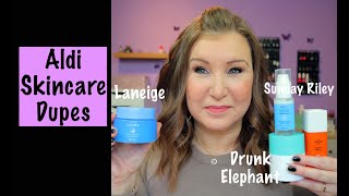 Aldi Skincare Dupes Review  Drunk Elephant Laneige Sunday Riley [upl. by Lily]