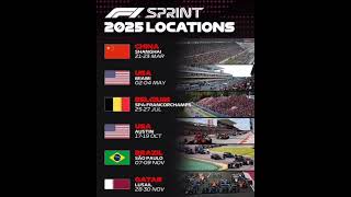 Sprint race calendar for the 2025 Formula 1 Season motorsport formula1 f1sprint [upl. by Neomah488]