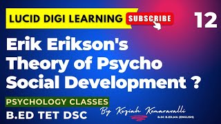 Eriksons Theory of Psycho Social Developmen  BEd TET DSC  Psychology [upl. by Marienthal935]