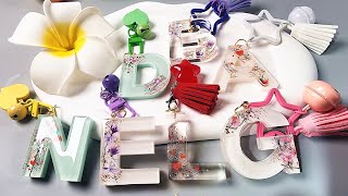 DIY Trendy Resin Keychains Tutorial  StepbyStep Epoxy Letters with Glitter and Floral Decals [upl. by Damalus119]