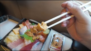 Eating Chirashi bowl Ekiben on the Shinkansen bullet train to Kyoto [upl. by Soracco]