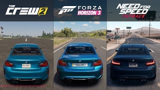 The Crew 2 vs Forza Horizon 3 vs NFS Payback  BMW M2  Sound Comparison [upl. by Torto]