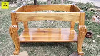 Tea table how to hand polish  wood and glass  make in wood [upl. by Htiffirg]