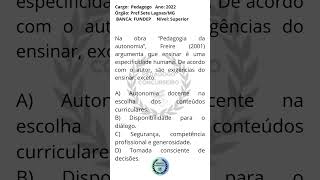 1 PAULO FREIRE  Banca  FUNDEP Questão c Gabarito Concurso Munhaçu  MG  2024 Professor [upl. by Iaka663]