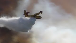 Hellenic Air Force CL215CL415 Canadair and Erickson S64 firefighting Agios Nikolaos Spata [upl. by Ettezyl]