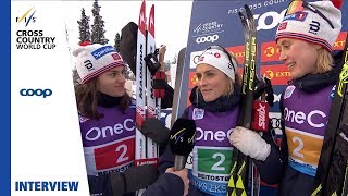 Therese Johaug  quotAll of us did a great jobquot  Beitostølen  Ladies Relay  FIS Cross Country [upl. by Nagn]