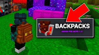 ✅EL MEJOR ADDON de MOCHILAS para MINECRAFT PE 121  BACKPACKS MOD for MINECRAFT BEDROCK 121❤️ [upl. by Mcnelly]