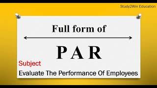 PAR ka full form  Full form of PAR in English  Subject  evaluate the performance of employees [upl. by Audrey]