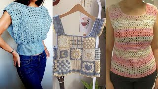 Nuevo diseño atractivo de camisa blusa tejida a crochet para mujer [upl. by Erich524]