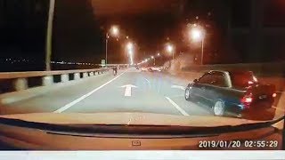 Dashcam captures Penang Bridge car crash [upl. by Dewhurst]