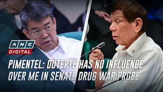 Hindi na kami close Pimentel says Duterte has no influence over him in Senate drug war probe [upl. by Ricardama]