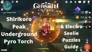 Shirikoro Peak Underground Pyro Torch amp Electro Seelie Puzzles Walkthrough  Genshin Impact [upl. by Ahsakat52]