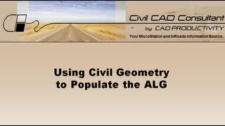 InRoads Tutorial Civil Geometry and the ALG [upl. by Asilla]