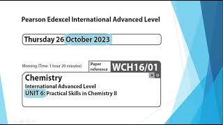 Unit 6 October 2023  A2 Chemistry Edexcel  Dr Hanaa Assil [upl. by Naujet]