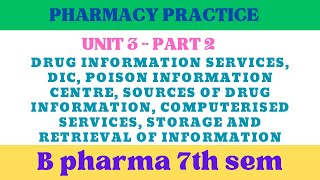 Drug information service in pharmacy practicePoison information center Sources of drug information [upl. by Nimajneb]