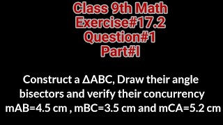 Construct ∆ABC Draw their angle bisectors and verify their concurrency  Qazi Math Academy [upl. by Erving]