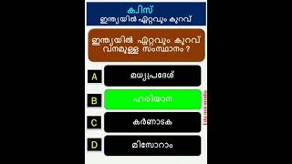 ഇന്ത്യയിൽ ഏറ്റവും കുറവ്  Indiayil etavm kurav GK Current affairs  PSC  Malayalam shortsvideo [upl. by Lain173]