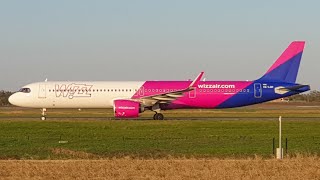 WizzAir Airbus a321NEO EVENING LANDING at Belgrade Airport [upl. by Maighdlin]