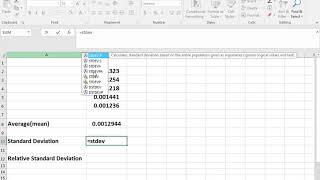 Statistical analysis  Mean SD and RSD in Excel [upl. by Jegger]