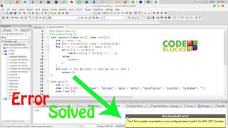 Fix Code Blocks Environment Error Cant find compiler executable in your configured search path [upl. by Zinnes]
