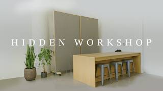 DIY Workshop with a Hidden Pegboard Whiteboard and Tools [upl. by Lledal]