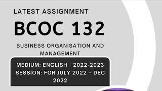 BCOC 132 SOLVED ASSIGNMENTS 202223 IN ENGLISH  BCOC 132 SOLVED ASSIGNMENTS 202223 IN ENGLISH [upl. by Spatz]