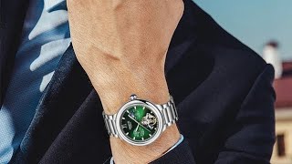 Moon Phase Green Dial Stainless Steel Tourbillon skeleton Waterproof [upl. by Goodhen]