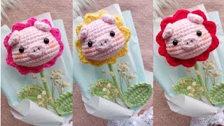 Flor cerdito tejida a crochet amigurumi  Tutorial paso a paso  cómo tejer flor de cerdito [upl. by Demahum]