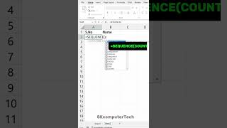 Auto Generate Serial Numbers In Excel  SEQUENCE FUNCTION  COUNTA FUNCTION tipsandtricks mstricks [upl. by Florella152]