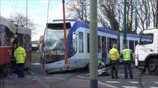 Zware aanrijding HTM RandstadRail 4033 en GTL 3081 [upl. by Nabe]