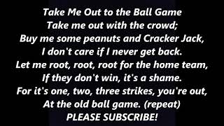 TAKE ME OUT To The BALL GAME Lyrics Words text Baseball 7th inning Sing along song [upl. by Greenfield]