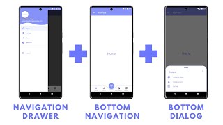 Navigation Drawer  Bottom Navigation  Bottom Sheet Dialog in Android Studio  All in one app  UI [upl. by Laroy]