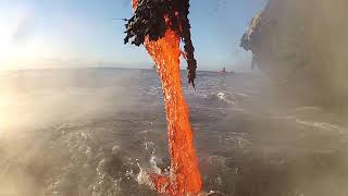 Amazing up close footage of Lava entering the ocean [upl. by Rubie]