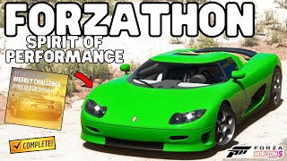 Forza horizon 5How to complete Weekly Forzathon SPIRIT OF PERFORMANCERewards amp Forzathon shop [upl. by Imoin120]