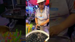 Grass jelly for 25 Baht filled to the brim in a large cup at Whale Market streetfood food shorts [upl. by Morrill213]