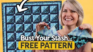 ⭐FREE PATTERN⭐  Easy Triangle amp Square Sashed Quilt Pattern [upl. by Grand851]