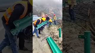 Highway anti collision barrier installation process [upl. by Byrom]